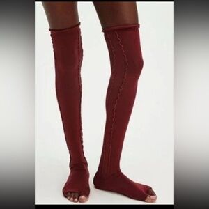 FP Movement Free People Knee High Ruffle Grip Studio Socks